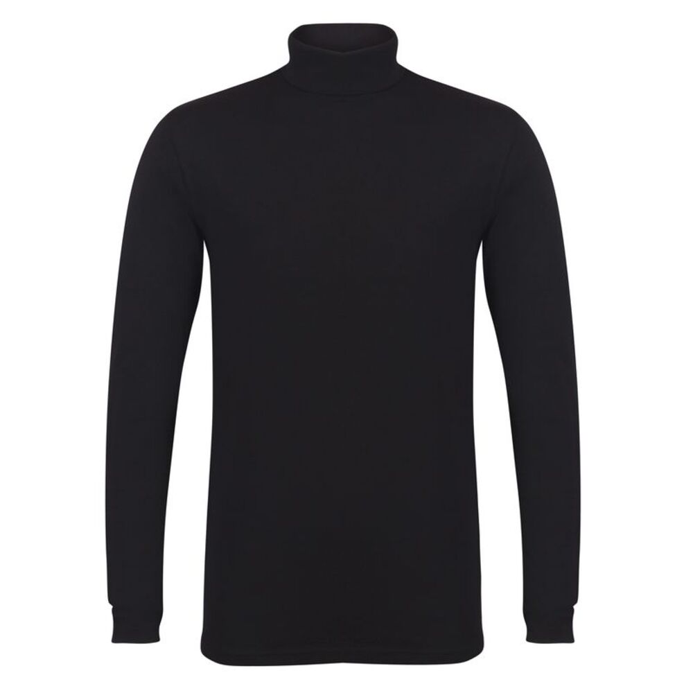 Skinni Fit Mens Feel Good Roll Neck Long Sleeve Top / Black